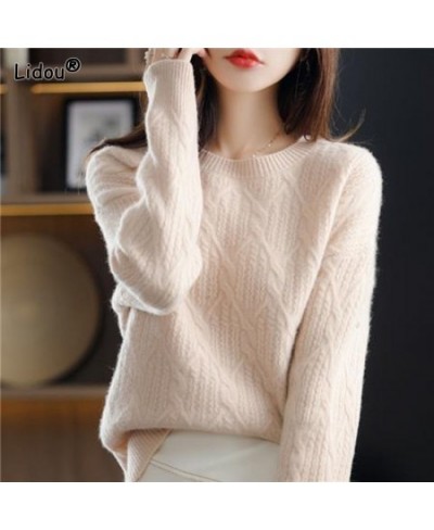 Autumn Winter Thick Solid Office Lady Women's Clothing O-Neck Leisure Loose Slight Strech Multiple Colour Pullovers Keep Warm...