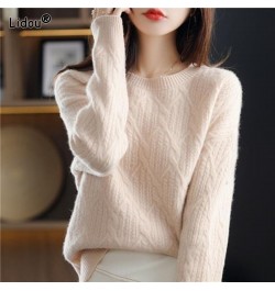 Autumn Winter Thick Solid Office Lady Women's Clothing O-Neck Leisure Loose Slight Strech Multiple Colour Pullovers Keep Warm...