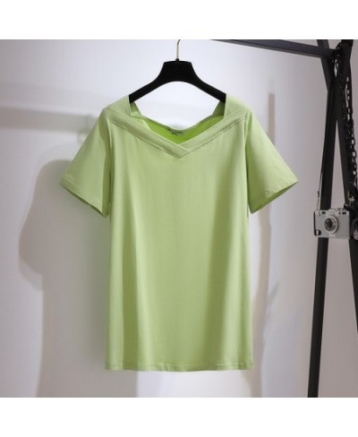 New 2023 Ladies Summer Plus Size Women Clothing Tops Large Short Sleeve Loose Purple Green V-neck T-shirt 3XL 4XL 5XL 6XL 7XL...