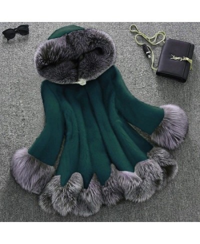 Christmas Faux Fur Coat Women Autumn Mink Coats Fox Fur Collar Hooded Jacket Oversized Tops Fur Jackets Female Winter Clothes...