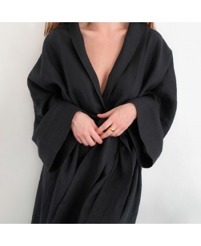 Cotton Home Robes For Women Long Robe Costume Sleepwear Vintage Female Lounge Wear Pijama Robe Cotton Linen Homme Robe $49.68...