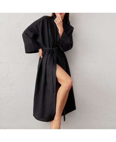 Cotton Home Robes For Women Long Robe Costume Sleepwear Vintage Female Lounge Wear Pijama Robe Cotton Linen Homme Robe $49.68...