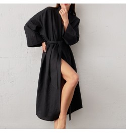 Cotton Home Robes For Women Long Robe Costume Sleepwear Vintage Female Lounge Wear Pijama Robe Cotton Linen Homme Robe $49.68...