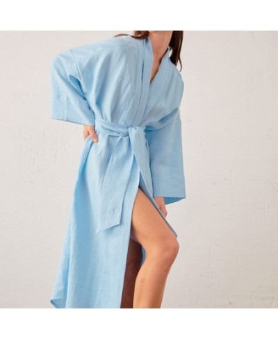 Cotton Home Robes For Women Long Robe Costume Sleepwear Vintage Female Lounge Wear Pijama Robe Cotton Linen Homme Robe $49.68...