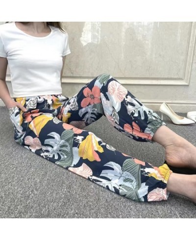 Women Casual Print Palazzo Pants Summer Loose Sleep Pyjama Pants Wide Leg Casual Outdoor Pants Thin Shorts Cropped Pants $28....