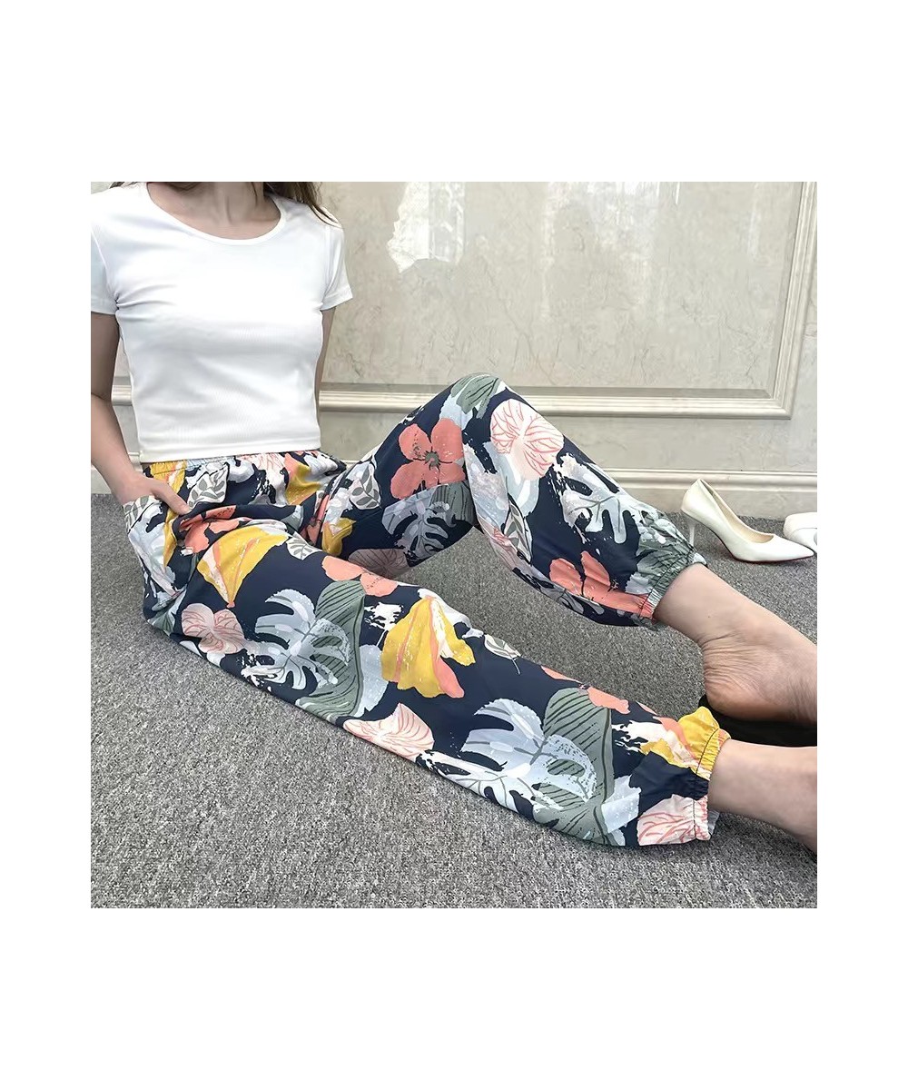 Women Casual Print Palazzo Pants Summer Loose Sleep Pyjama Pants Wide Leg Casual Outdoor Pants Thin Shorts Cropped Pants $28....