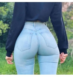 High Waist Jeans for Women Butt Baggy Ankle-Length Pants Curvy Skinny Jeans Tummy Control Colombian Elasticity Jeans $48.19 -...