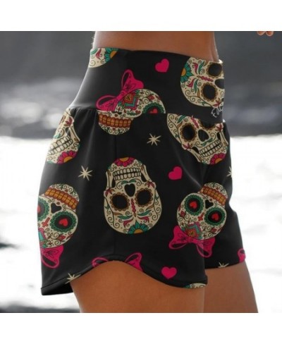 Women Fashion Print Shorts Summer Print Skull Leopard Print High Waist Shorts Beach Loose Casual Biker Shorts Push Up Short $...