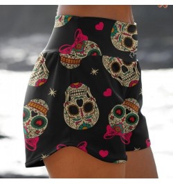 Women Fashion Print Shorts Summer Print Skull Leopard Print High Waist Shorts Beach Loose Casual Biker Shorts Push Up Short $...