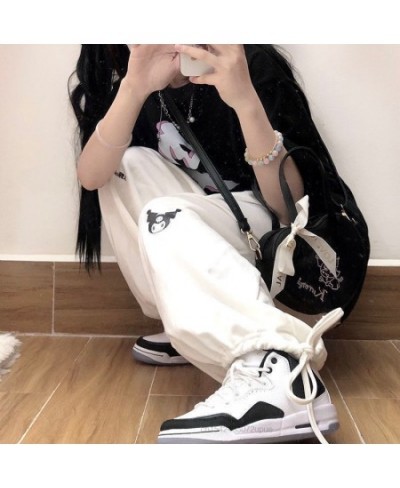 Hello Kitty College Style Wide Leg Pant Y2k Trend 2022 Women's Clothing Spring Summer Kuromi High Waisted Trousers Casual $35...