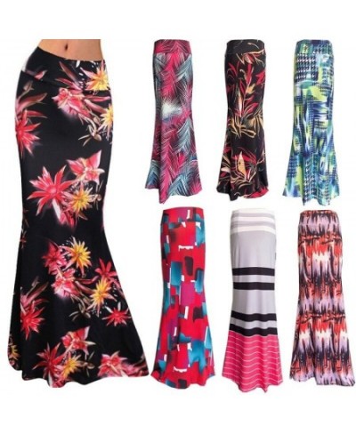 S-3xl Elastic High-waist Printed Fishtail Maxi Skirt Women 2023 Summer Printed Long Skirt Women Autumn Printed Skirts $27.96 ...