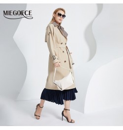 2022 Spring Autumn New Lady Lapel Long Windbreaker Plaid Stitching Belt Elegant Women Coat Commuter Casual Parka F22215 $83.5...