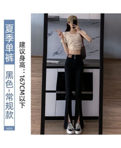 Split jeans woman The new listing style in spring and autumn of 2023 straight tube high waist thin wide leg slit micro horn $...