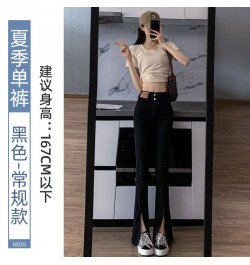 Split jeans woman The new listing style in spring and autumn of 2023 straight tube high waist thin wide leg slit micro horn $...