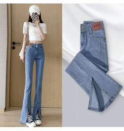 Split jeans woman The new listing style in spring and autumn of 2023 straight tube high waist thin wide leg slit micro horn $...