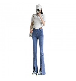 Split jeans woman The new listing style in spring and autumn of 2023 straight tube high waist thin wide leg slit micro horn $...