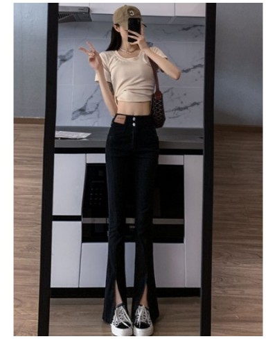 Split jeans woman The new listing style in spring and autumn of 2023 straight tube high waist thin wide leg slit micro horn $...