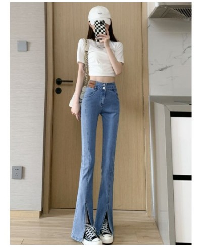 Split jeans woman The new listing style in spring and autumn of 2023 straight tube high waist thin wide leg slit micro horn $...