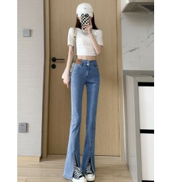 Split jeans woman The new listing style in spring and autumn of 2023 straight tube high waist thin wide leg slit micro horn $...