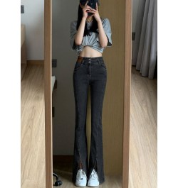 Split jeans woman The new listing style in spring and autumn of 2023 straight tube high waist thin wide leg slit micro horn $...