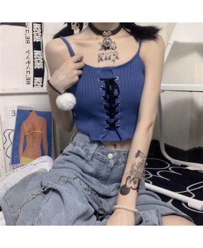 Y2k Camis Vest Women's Tops Crop Top Female Kawaii Sweet Cute Halter White Cropped Tank Top Summer Harajuku Aesthetic Clothin...