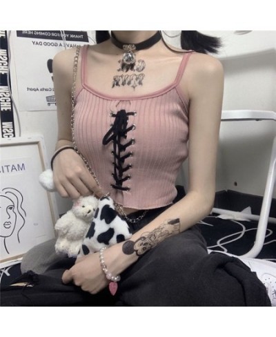 Y2k Camis Vest Women's Tops Crop Top Female Kawaii Sweet Cute Halter White Cropped Tank Top Summer Harajuku Aesthetic Clothin...