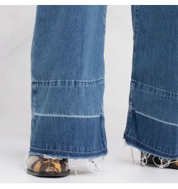 Buttons Classic Blue Straight Jeans Woman Summer High Waist Pockects Cotton Trousers Casual Vintage Denim Wide leg Pants $87....