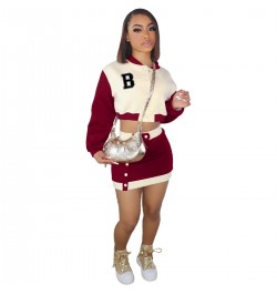 Plus Size Women Sets Letter Baseball Jackets And Dresses 2022 Fall Two Piece Set Female Winter Designer Cloth Casual Outwear ...