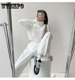 Women Turtleneck Sweaters White Sexy Cropped Pullover Sweater Autumn Winter Knitted Jumper Woman Loose Knitwear Tops $42.09 -...