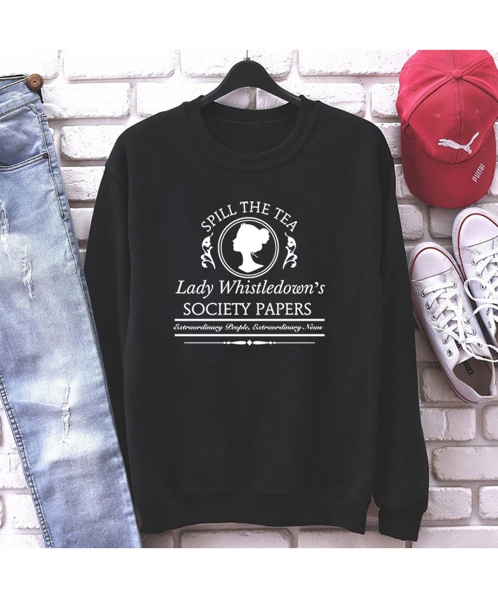 Vintage Spill The Tea Lady Whistledown Sweatshirt Bridgerton Hoodie Daphne Bridgerton Tv Show Society Paper Crewneck $37.37 -...