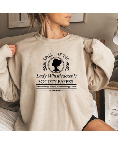 Vintage Spill The Tea Lady Whistledown Sweatshirt Bridgerton Hoodie Daphne Bridgerton Tv Show Society Paper Crewneck $37.37 -...