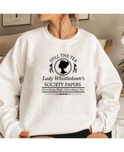 Vintage Spill The Tea Lady Whistledown Sweatshirt Bridgerton Hoodie Daphne Bridgerton Tv Show Society Paper Crewneck $37.37 -...