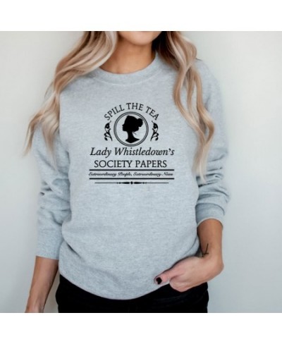 Vintage Spill The Tea Lady Whistledown Sweatshirt Bridgerton Hoodie Daphne Bridgerton Tv Show Society Paper Crewneck $37.37 -...