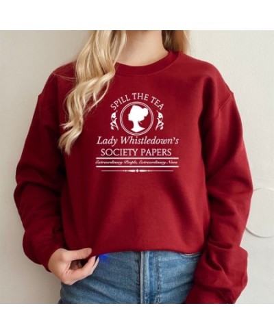 Vintage Spill The Tea Lady Whistledown Sweatshirt Bridgerton Hoodie Daphne Bridgerton Tv Show Society Paper Crewneck $37.37 -...