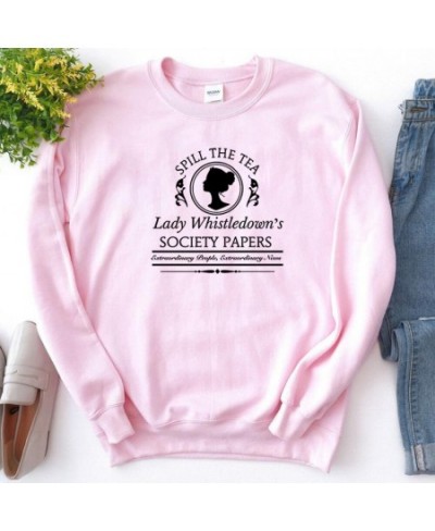 Vintage Spill The Tea Lady Whistledown Sweatshirt Bridgerton Hoodie Daphne Bridgerton Tv Show Society Paper Crewneck $37.37 -...