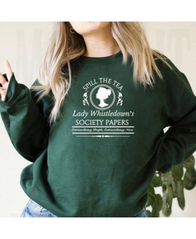 Vintage Spill The Tea Lady Whistledown Sweatshirt Bridgerton Hoodie Daphne Bridgerton Tv Show Society Paper Crewneck $37.37 -...