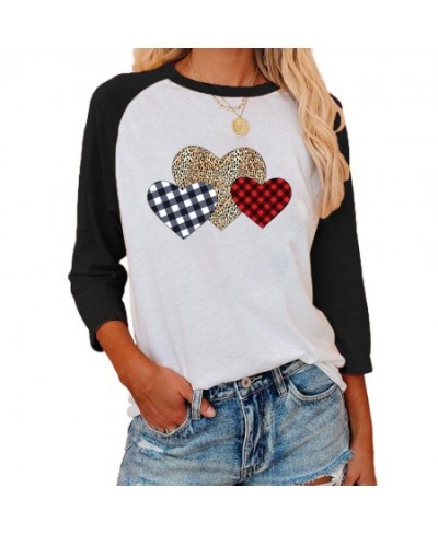 Women Love Heart Valentine Day Blouse Heart Graphic Tops Tees Casual Raglan 3/4 Sleeve Baseball Shirt MX0158 $34.09 - Blouses...