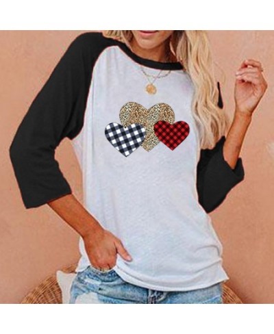 Women Love Heart Valentine Day Blouse Heart Graphic Tops Tees Casual Raglan 3/4 Sleeve Baseball Shirt MX0158 $34.09 - Blouses...