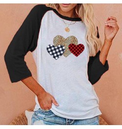 Women Love Heart Valentine Day Blouse Heart Graphic Tops Tees Casual Raglan 3/4 Sleeve Baseball Shirt MX0158 $34.09 - Blouses...