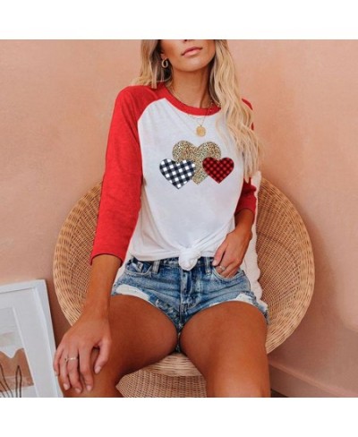 Women Love Heart Valentine Day Blouse Heart Graphic Tops Tees Casual Raglan 3/4 Sleeve Baseball Shirt MX0158 $34.09 - Blouses...