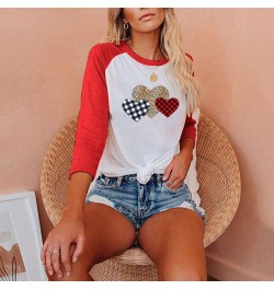 Women Love Heart Valentine Day Blouse Heart Graphic Tops Tees Casual Raglan 3/4 Sleeve Baseball Shirt MX0158 $34.09 - Blouses...