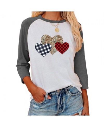 Women Love Heart Valentine Day Blouse Heart Graphic Tops Tees Casual Raglan 3/4 Sleeve Baseball Shirt MX0158 $34.09 - Blouses...