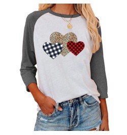 Women Love Heart Valentine Day Blouse Heart Graphic Tops Tees Casual Raglan 3/4 Sleeve Baseball Shirt MX0158 $34.09 - Blouses...