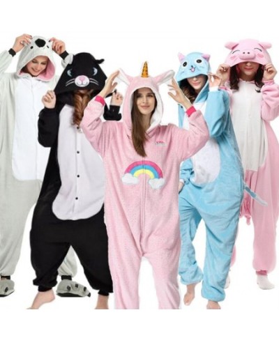 Kigurumi Adults Unicorn Onesies Cat Pajamas Jumpsuit Homewear Halloween Party Koala Pink Pig Bear Panda Cosplay Costume $48.5...