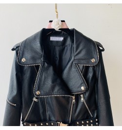 Locomotive Short Leather Coat Female PU Jacket 2023 Spring New Black Leather Jackets Women Coats $90.35 - Jackets & Coats