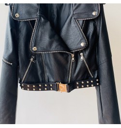 Locomotive Short Leather Coat Female PU Jacket 2023 Spring New Black Leather Jackets Women Coats $90.35 - Jackets & Coats