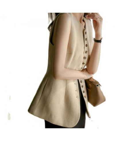 Women Vests Waffle Woven Single Breasted Coats Office Lady Elegant S-3XL All Match Retro Slender Outerwear Autumn Casual Vest...