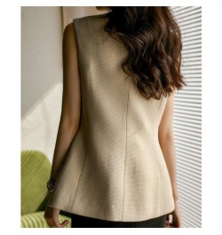 Women Vests Waffle Woven Single Breasted Coats Office Lady Elegant S-3XL All Match Retro Slender Outerwear Autumn Casual Vest...