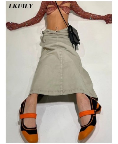 Vintage Cargo Skirts Casual Long Maxi Skirts Fashion Harajuku Y2k Aesthetic Streetwear Denim Korean Skirts Fairy Grunge Gothi...