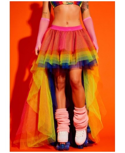 Colorful Tulle Skirts Women Multi Color High Low Maxi Skirts Girls To Party Custom Made Long Tulle Skirt $69.35 - Skirts